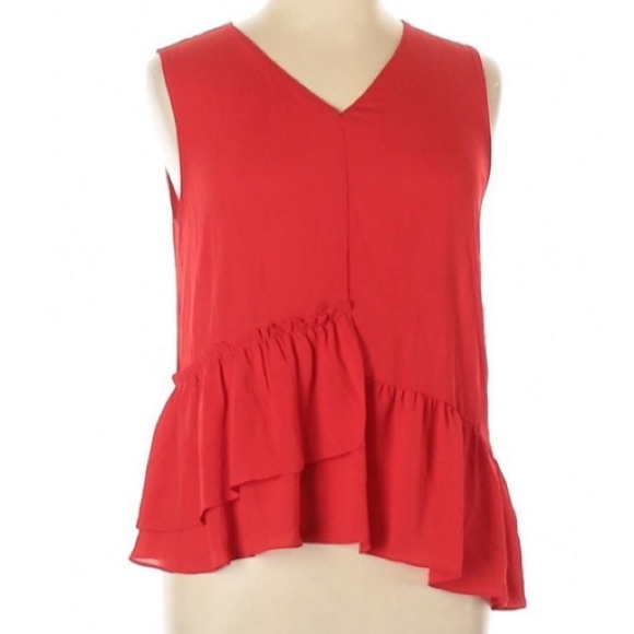 Red Halogen Ruffle Top Size Medium - Picture 2 of 9